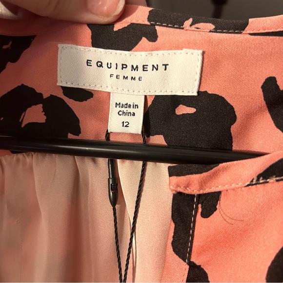 NWT EQUIPMENT Danette Long Sleeve A-Line Dress Pink and Black Size Large - Picture 5 of 11